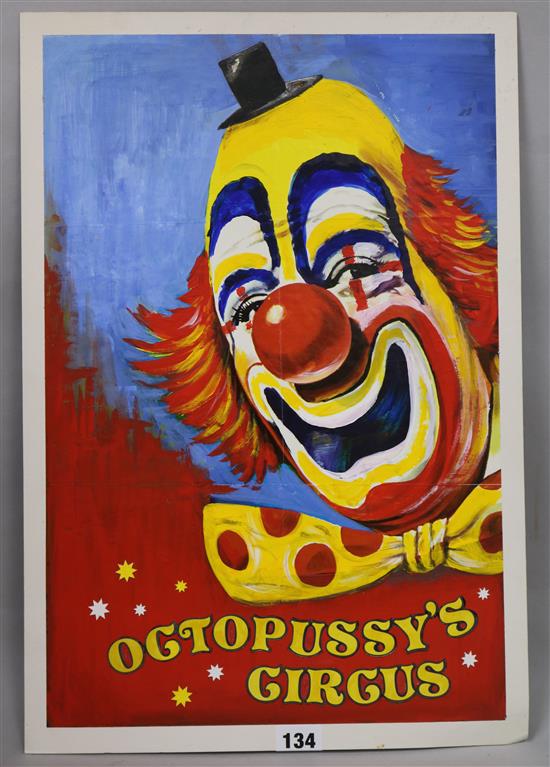 Film Memorabilia and Ephemera - original artwork for the Octopussy Circus Poster, 46.5 x 31cm